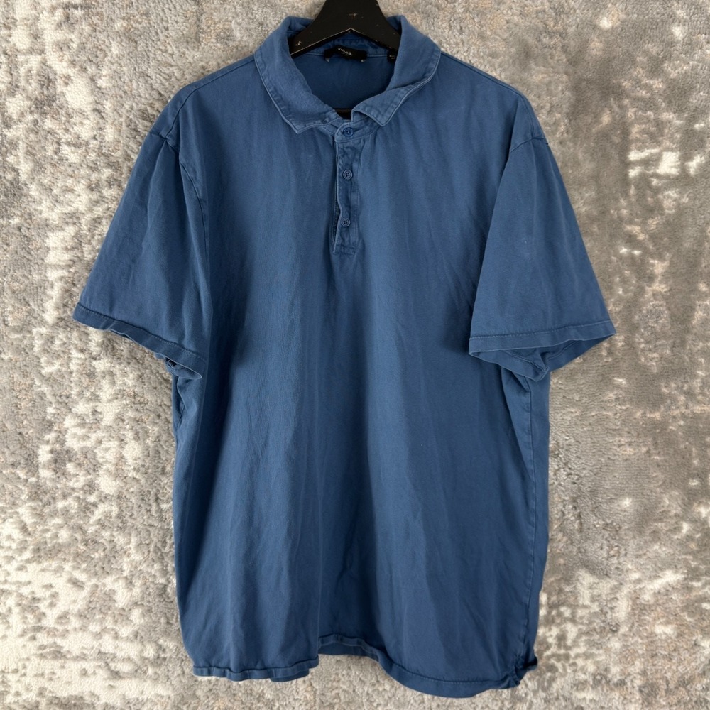 Vince Size XXL Minimalist Preppy Shirt Blue Short Sleeve Collar Button